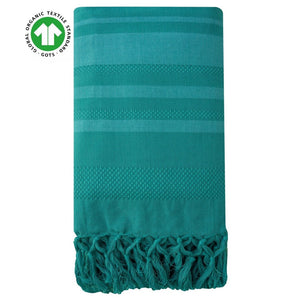 Hamamtuch Bio-Baumwolle Karawan GOTS-zertifiziert, Fairtrade Hamamtuch/Fouta Bio-Baumwolle Garden Atlantik von Der kleine Bazar