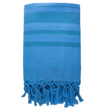 Laden Sie das Bild in den Galerie-Viewer, Hamamtuch Bio-Baumwolle Karawan GOTS-zertifiziert, Fairtrade Hamamtuch/Fouta Bio-Baumwolle Garden Hellblau von Der kleine Bazar