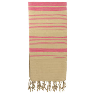 Hamamtuch Bio-Baumwolle Sand indisch-pink